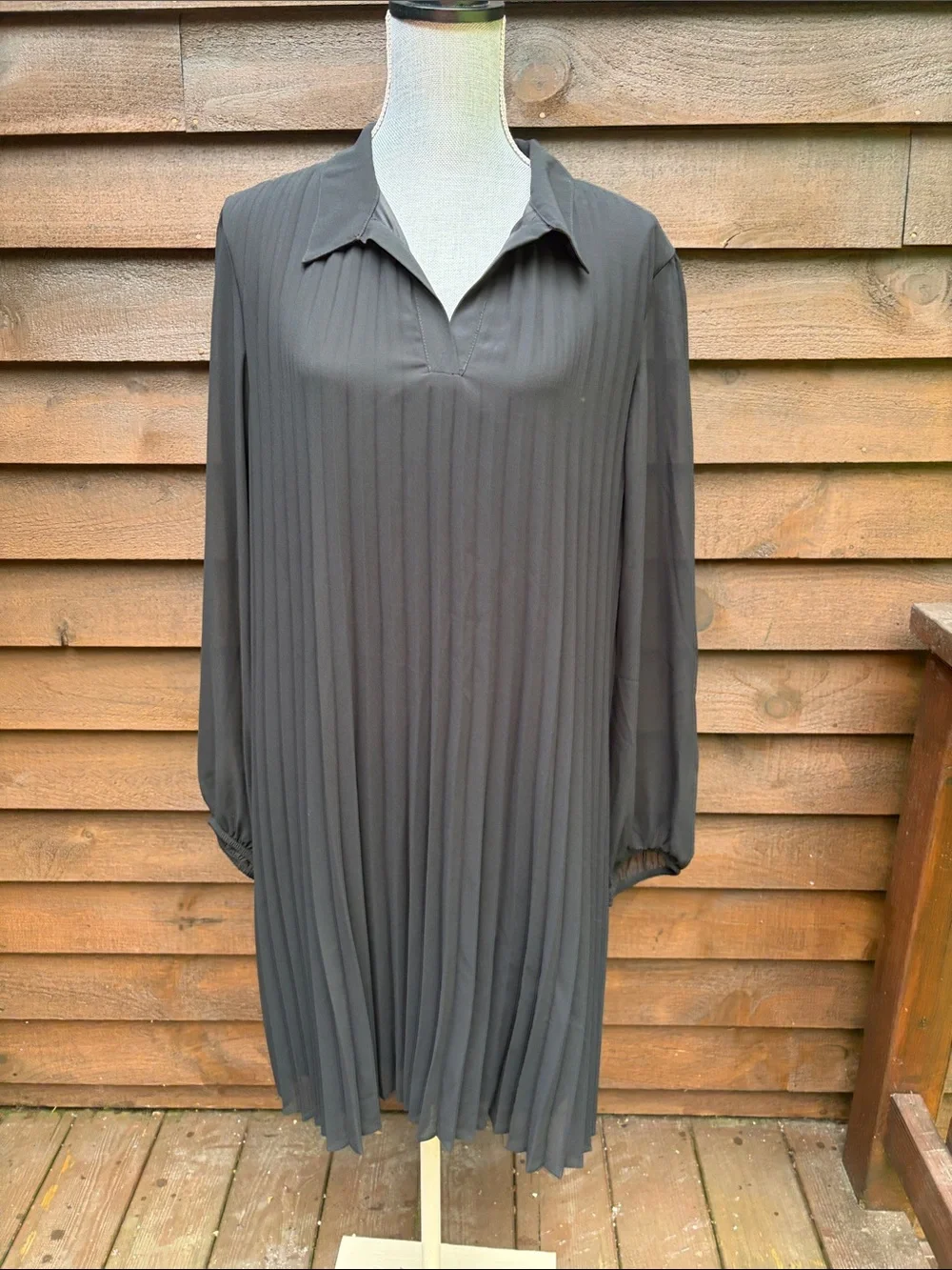 Nine West Black Pleated Tunic Dress